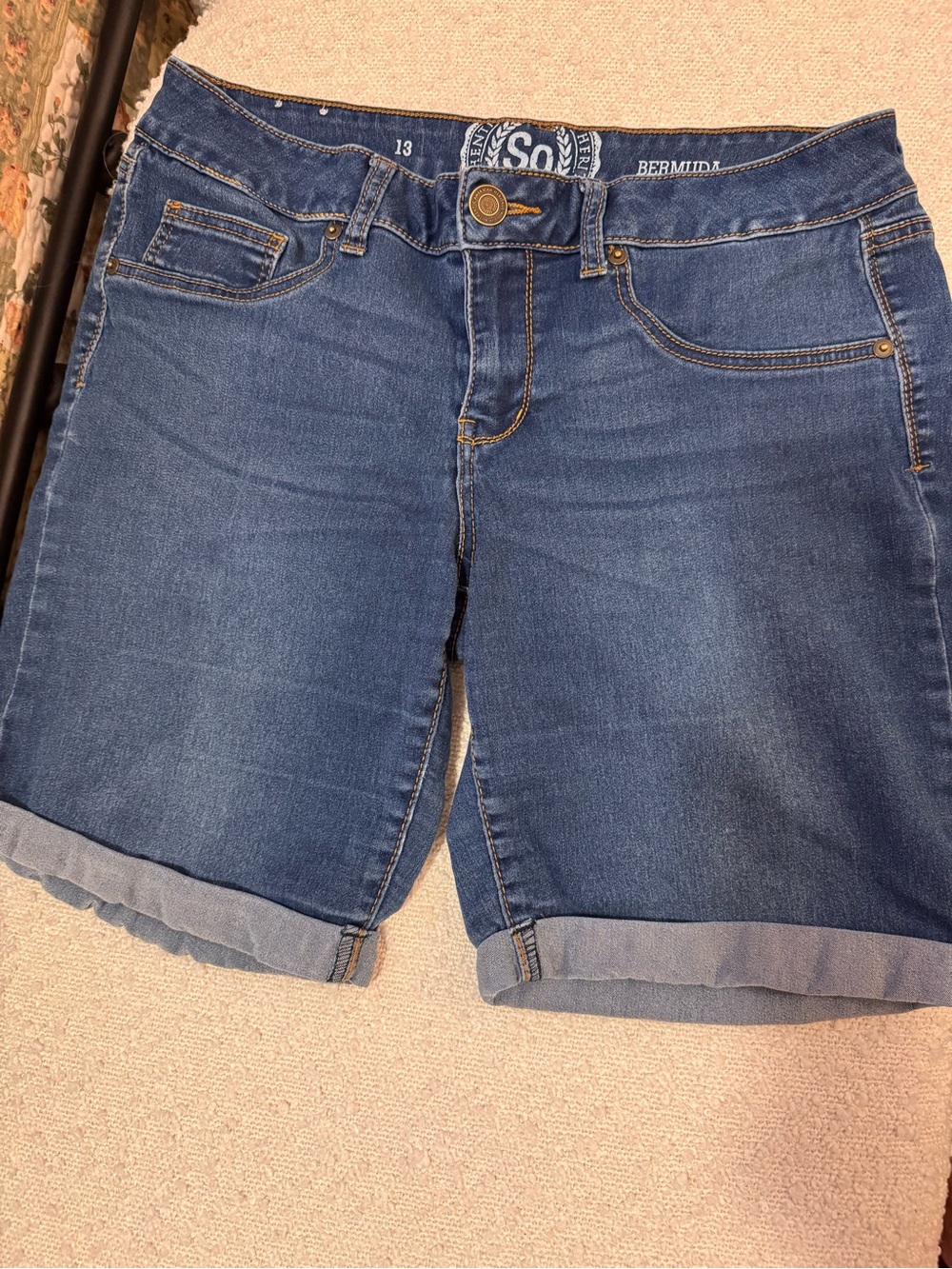 SO Women's Dark Blue Denim Bermuda Shorts